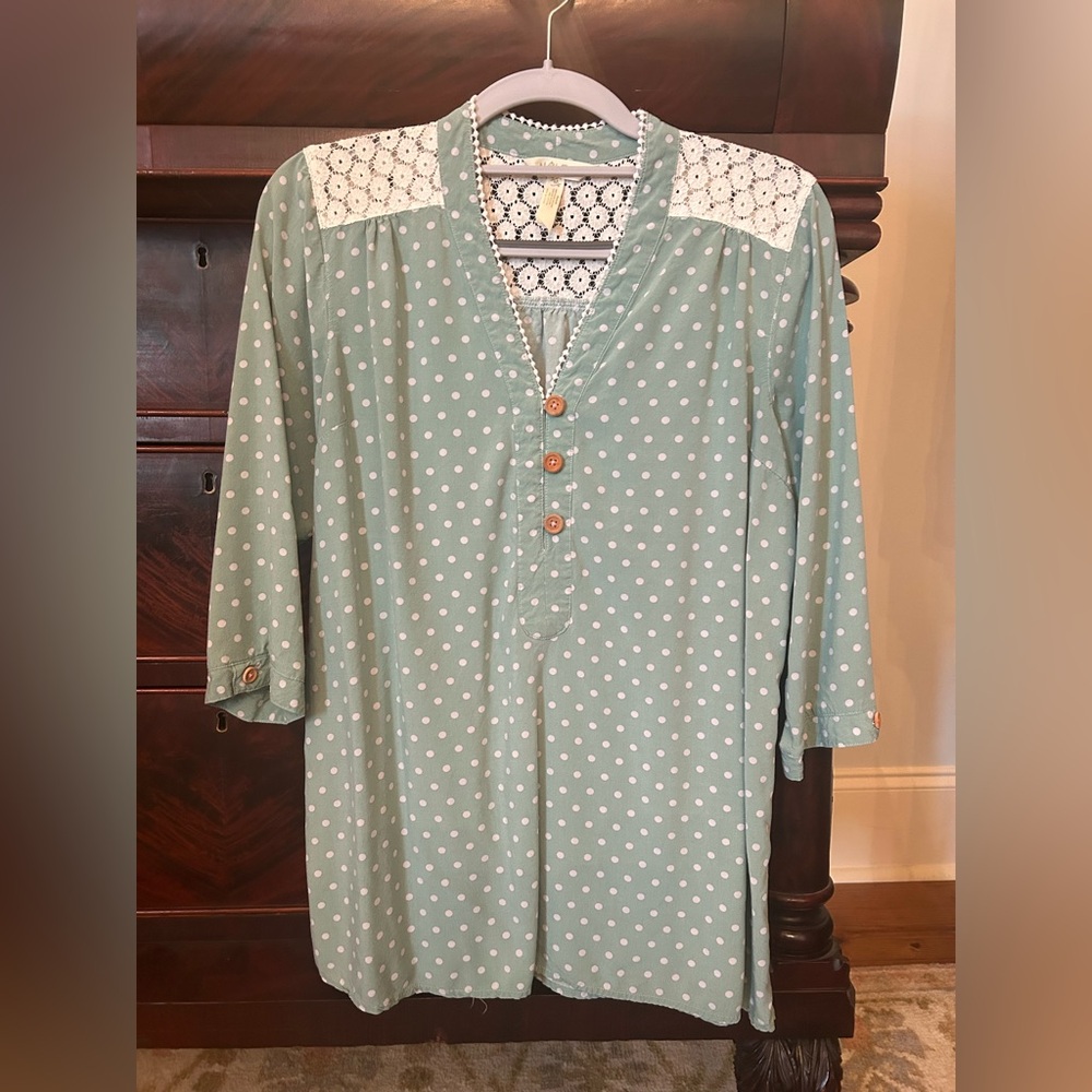 Matilda Jane Polka Dot Blouse with Lace Detail